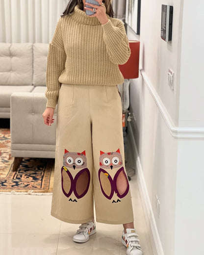 🦉Elegant Owl Cotton Culottes
