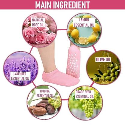 SilkySoft - Silicone Heel Socks - Set of 2 Pairs (4 pcs)